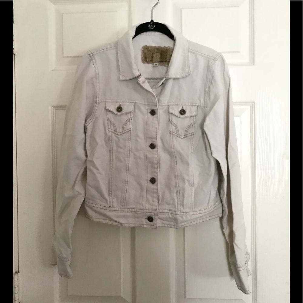 Cream colored denim jacket